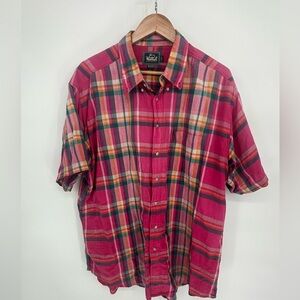 Woolrich Men's Pink Plaid Button-Down Shirt XXL Style 6227 Casual 100% Cotton